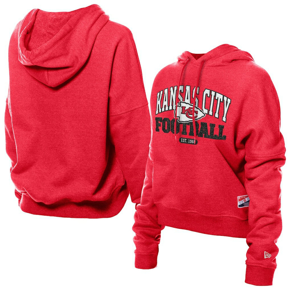 Kansas City Chiefs New Era Women's Throwback Boxy Hoodie Sweatshirt - Red Hoodies