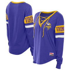 Minnesota Vikings New Era Women's Throwback Lace-Up Long-Sleeve T-Shirt - Purple T-shirts
