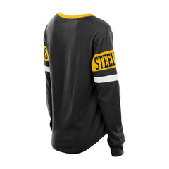 Pittsburgh Steelers New Era Women's Throwback Lace-Up Long-Sleeve T-Shirt - Black T-shirts