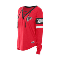 Atlanta Falcons New Era Women's Throwback Lace-Up Long-Sleeve T-Shirt - Red T-shirts