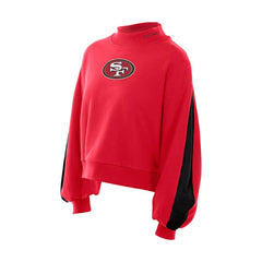 San Francisco 49ers New Era Women's Sport Night Mock Neck Balloon Sleeve Pullover Sweatshirt - Scarlet Pullover