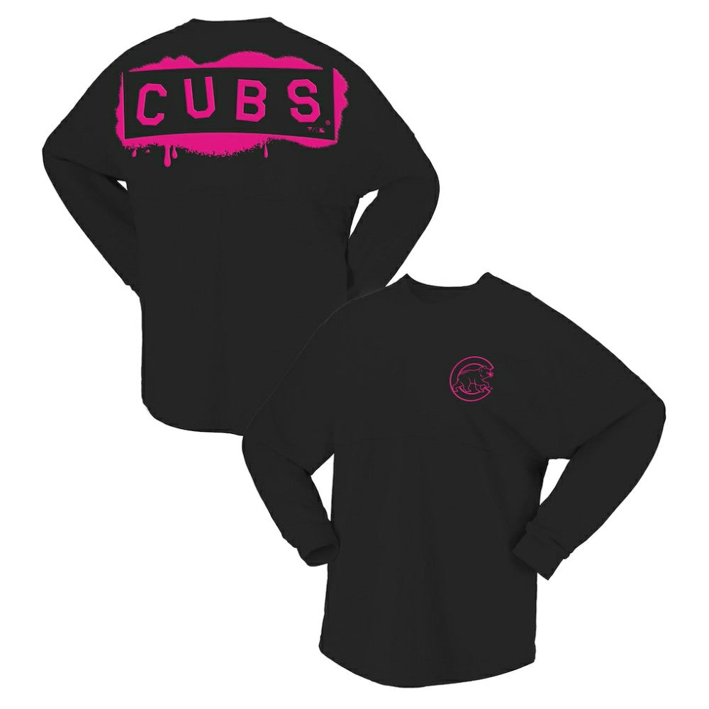 Chicago Cubs Fanatics Women's Neon Jersey Long Sleeve T-Shirt - Black Jerseys