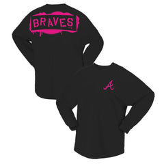 Atlanta Braves Fanatics Women's Neon Jersey Long Sleeve T-Shirt - Black Jerseys