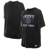 New York Knicks Women's Throwback Mineral Wash Oversized T-Shirt Black - New Era