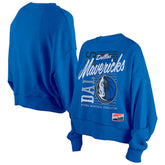 Dallas Mavericks Women's Boxy Throwback Mineral Wash Sweatshirt Blue - New Era