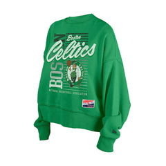 Boston Celtics Women's Boxy Throwback Mineral Wash Sweatshirt Kelly Green - New Era