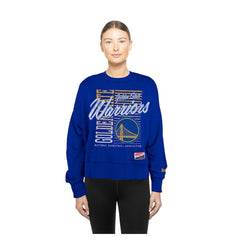 Golden State Warriors Women's Boxy Throwback Mineral Wash Sweatshirt Royal - New Era