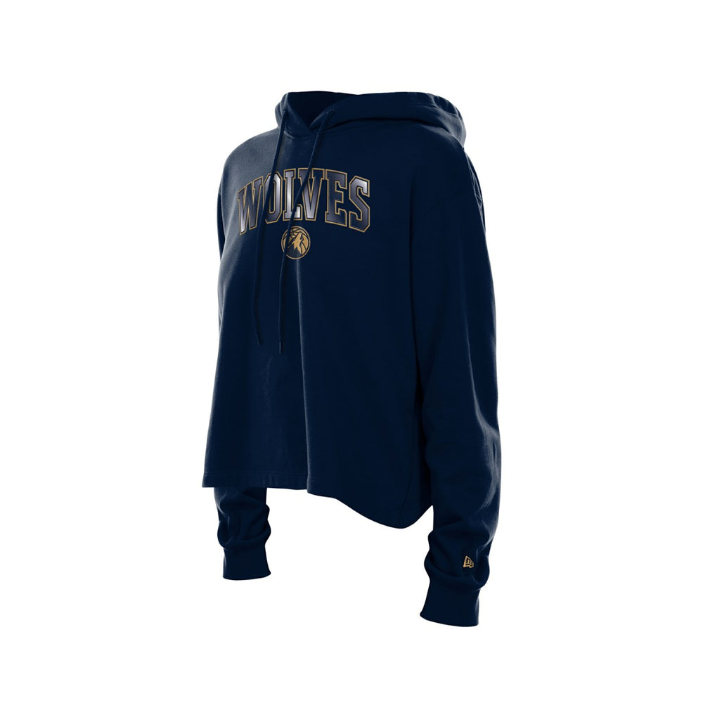 Minnesota Timberwolves Women's Glam Game Open Back Hoodie Navy - New Era