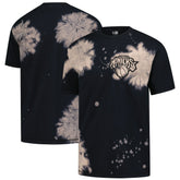 New York Knicks Injection Bleached Out Raw Edge Oversized T-Shirt Black - New Era