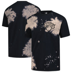 New York Knicks Injection Bleached Out Raw Edge Oversized T-Shirt Black - New Era