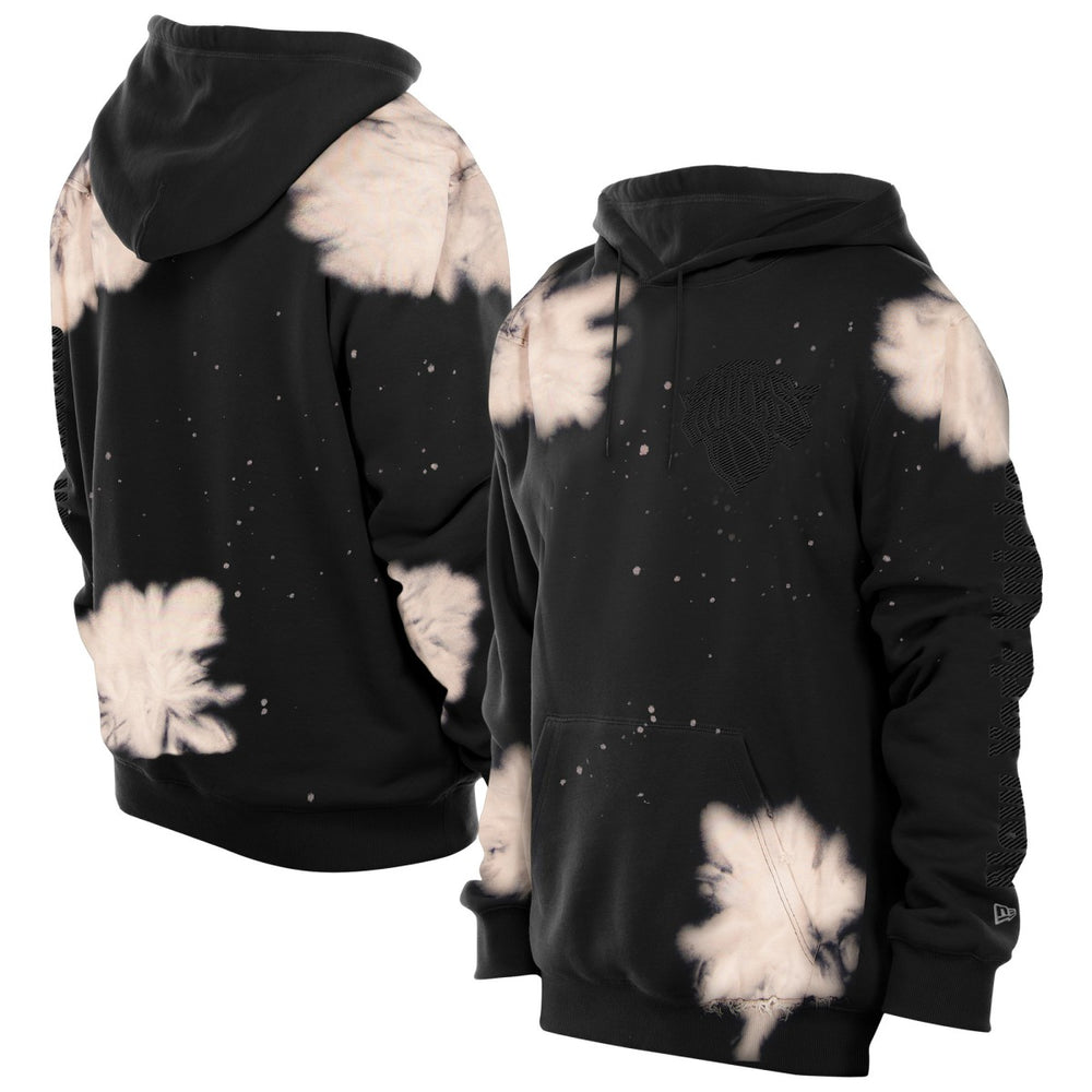 New York Knicks Injection Bleached Out Raw Edge Hoodie Black - New Era