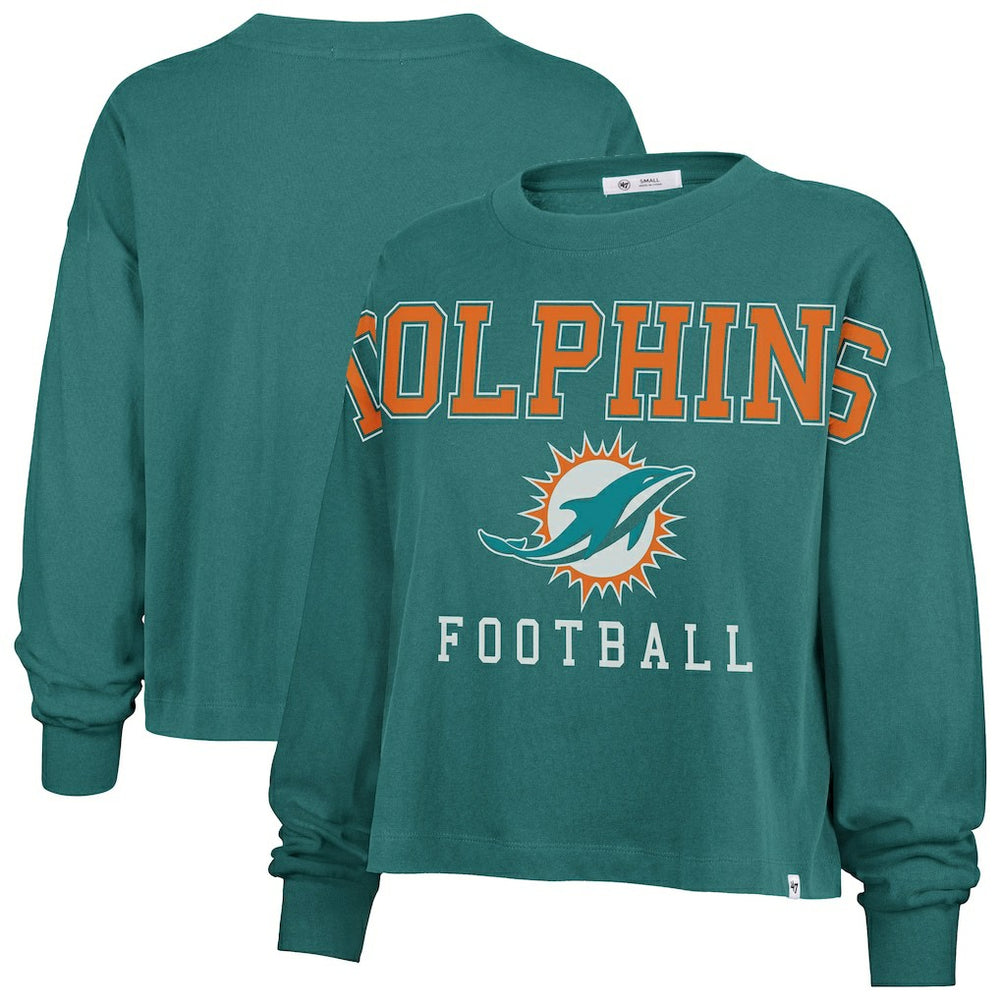 Miami Dolphins '47 Women's Outreach City Oversized Long Sleeve T-Shirt - Aqua T-shirts