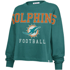 Miami Dolphins '47 Women's Outreach City Oversized Long Sleeve T-Shirt - Aqua T-shirts