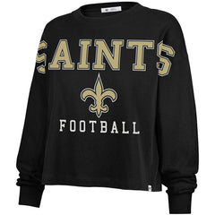 New Orleans Saints '47 Women's Outreach City Oversized Long Sleeve T-Shirt - Black T-shirts