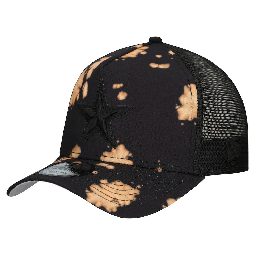 Dallas Cowboys New Era Bleached 9FORTY A-Frame Adjustable Hat - Black Hats