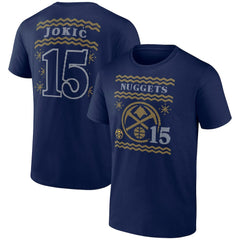 Nikola Jokic Denver Nuggets Ugly Sweater Name & Number T-Shirt Navy