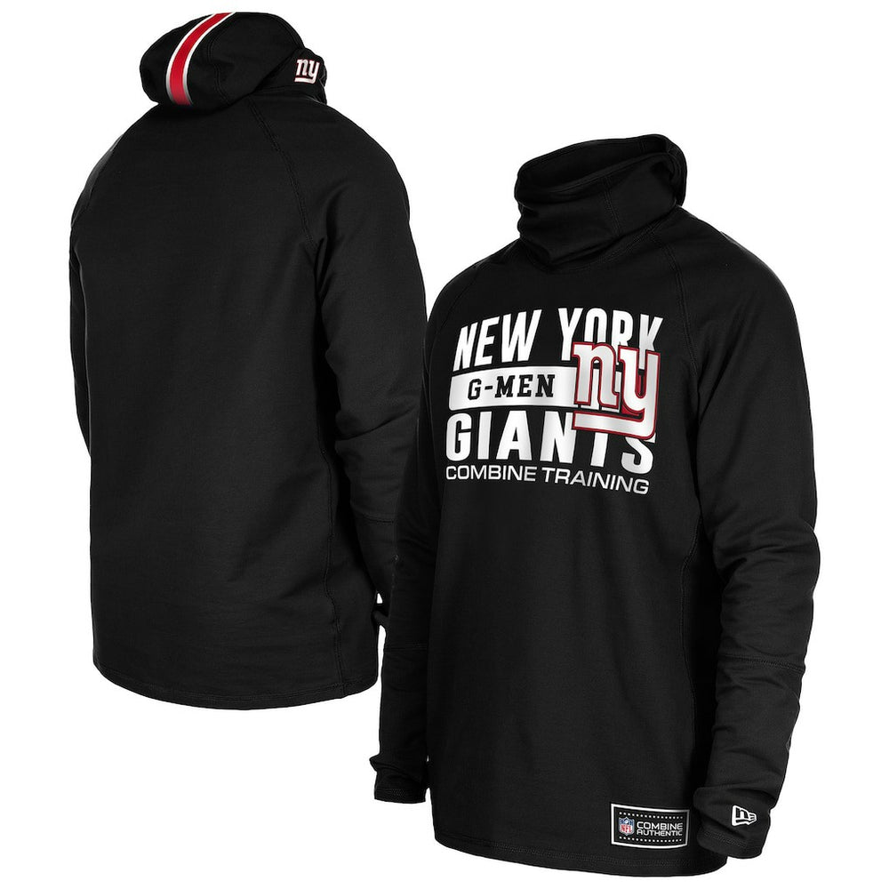 New York Giants New Era Functional Fandom Balaclava Helmet Stripe Tri-Blend Hoodie - Black Hoodies