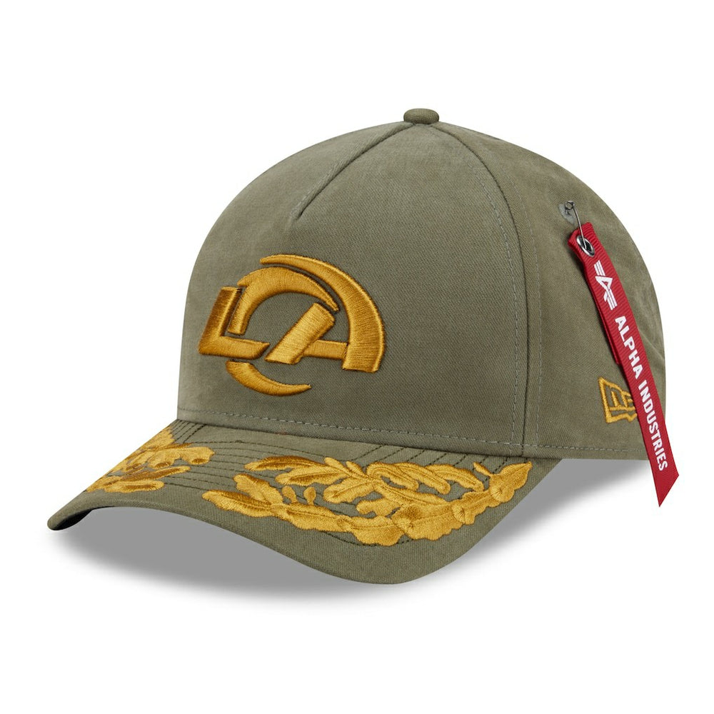 Los Angeles Rams New Era x Alpha Industries A-Frame 9FORTY Adjustable Hat - Olive Hats