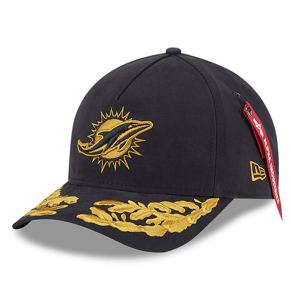 Miami Dolphins New Era x Alpha Industries A-Frame 9FORTY Adjustable Hat - Black Hats