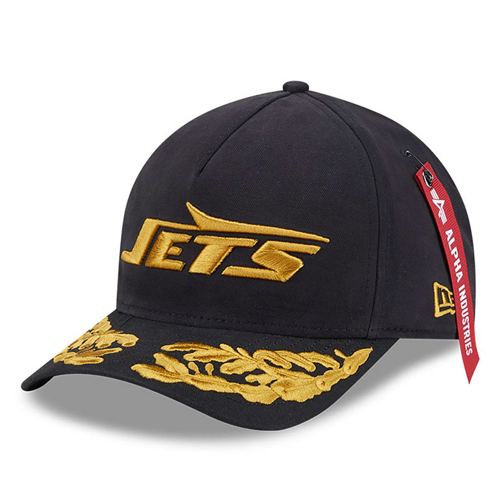 New York Jets New Era x Alpha Industries A-Frame 9FORTY Adjustable Hat - Black Hats