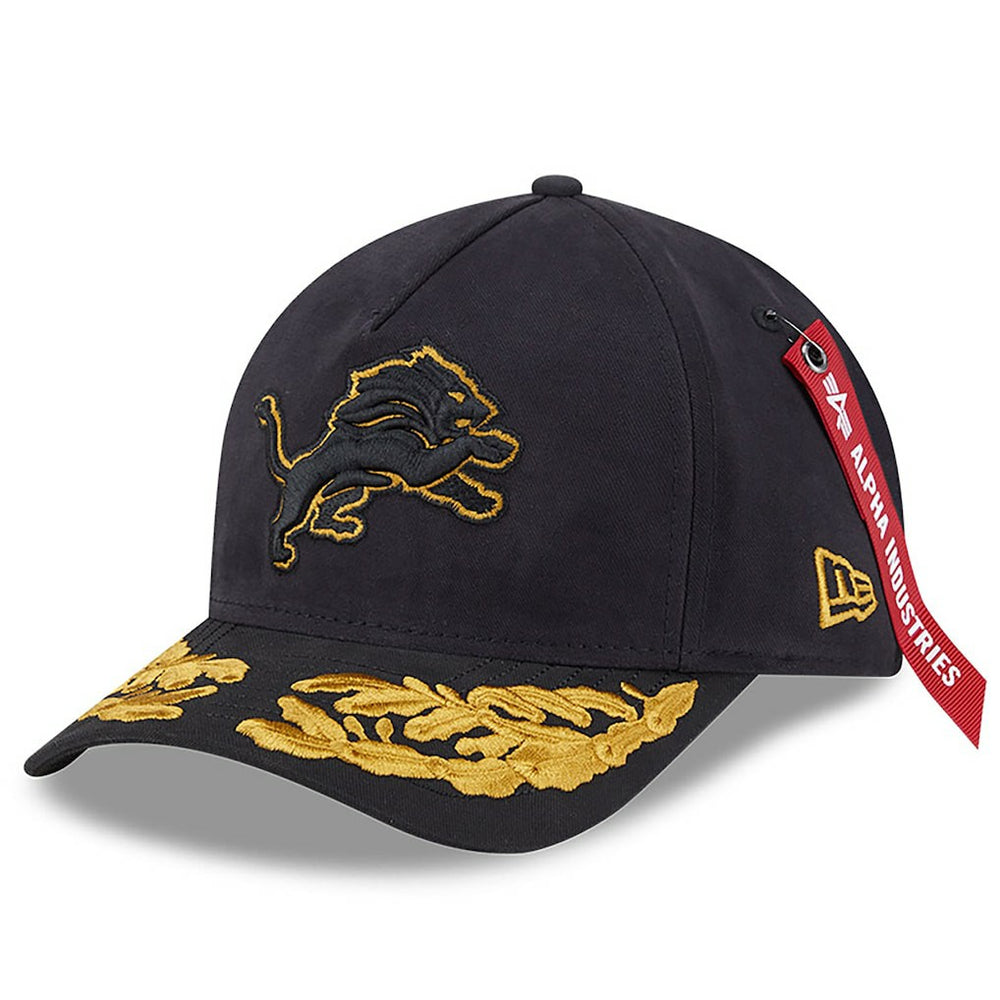 Detroit Lions New Era x Alpha Industries A-Frame 9FORTY Adjustable Hat - Black Hats