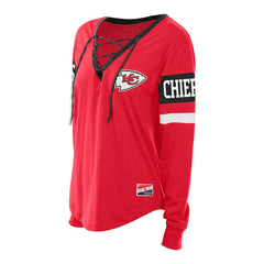 Kansas City Chiefs New Era Women's Plus Size Throwback Lace-Up Long Sleeve T-Shirt - Red T-shirts