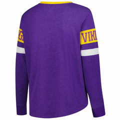 Minnesota Vikings New Era Women's Plus Size Throwback Lace-Up Long Sleeve T-Shirt - Purple T-shirts