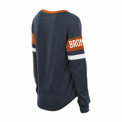 Denver Broncos New Era Women's Plus Size Throwback Lace-Up Long Sleeve T-Shirt - Navy T-shirts