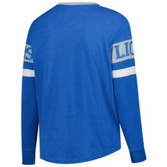 Detroit Lions New Era Women's Plus Size Throwback Lace-Up Long Sleeve T-Shirt - Blue T-shirts