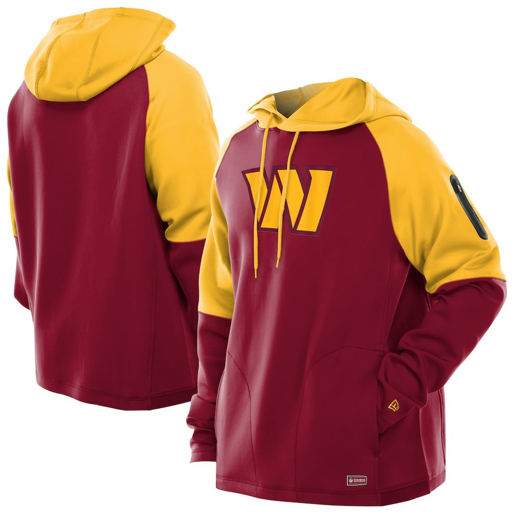 Washington Commanders New Era Combine Authentic Color Block Raglan Pullover Hoodie - Burgundy Hoodies