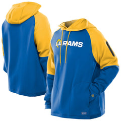 Los Angeles Rams New Era Combine Authentic Color Block Raglan Pullover Hoodie - Royal Hoodies