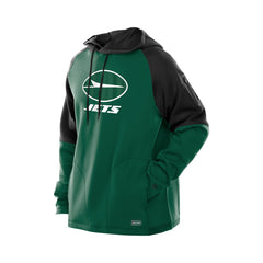 New York Jets New Era Combine Authentic Color Block Raglan Pullover Hoodie - Green Hoodies