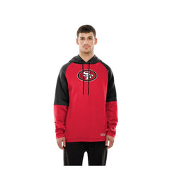 San Francisco 49ers New Era Combine Authentic Color Block Raglan Pullover Hoodie - Scarlet Hoodies