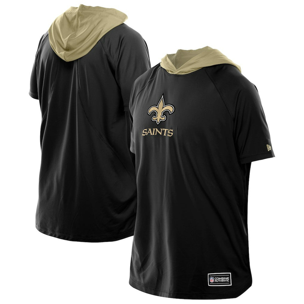 New Orleans Saints New Era Combine Authentic Hooded Raglan Short-Sleeve T-Shirt - Black T-shirts