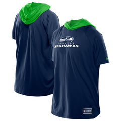 Seattle Seahawks New Era Combine Authentic Hooded Raglan Short-Sleeve T-Shirt - College Navy T-shirts