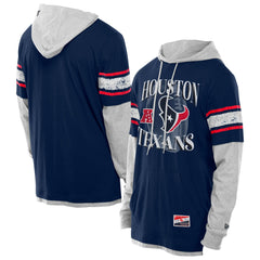 Houston Texans New Era Twofer Layered Long Sleeve Hoodie T-Shirt - Navy Hoodies