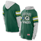 Green Bay Packers New Era Twofer Layered Long Sleeve Hoodie T-Shirt - Green Hoodies