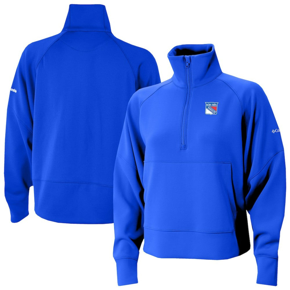 New York Rangers Columbia Women's Wickhams Hills Raglan Omni-Wick Half-Zip Pullover - Blue | US 202633152