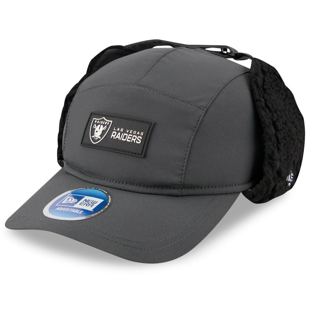 Las Vegas Raiders New Era 2025 Sideline Cold Weather Runner Dog Ear Adjustable Hat - Charcoal Hats