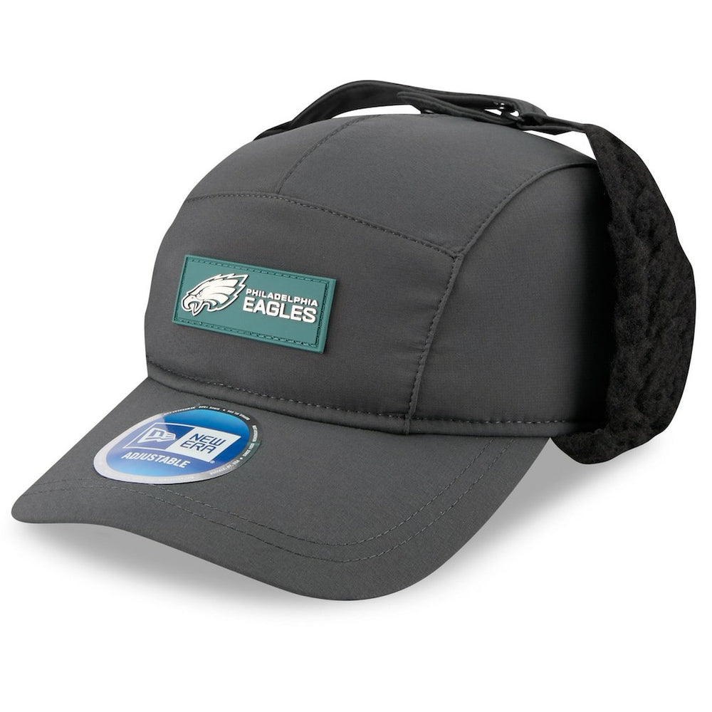Philadelphia Eagles New Era 2025 Sideline Cold Weather Runner Dog Ear Adjustable Hat - Charcoal Hats