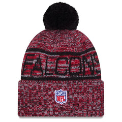 Atlanta Falcons New Era 2025 Sideline Cold Weather Cuffed Knit Hat with Pom - Red Hats