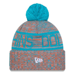 Miami Dolphins New Era 2025 Sideline Cold Weather Cuffed Knit Hat with Pom - Orange Hats