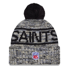 New Orleans Saints New Era 2025 Sideline Cold Weather Cuffed Knit Hat with Pom - Black Hats