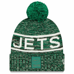 New York Jets New Era 2025 Sideline Cold Weather Cuffed Knit Hat with Pom - Green Hats