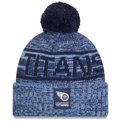 Tennessee Titans New Era 2025 Sideline Cold Weather Cuffed Knit Hat with Pom - Light Blue Hats