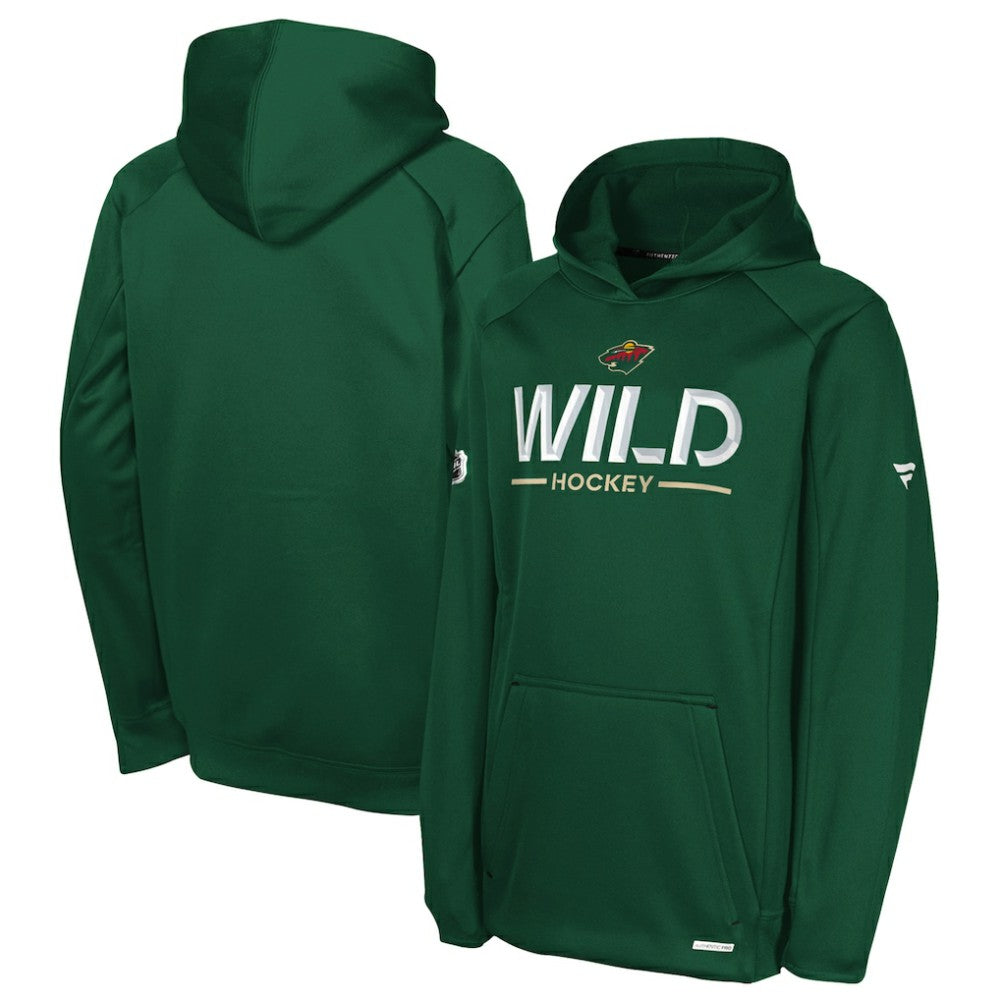 Minnesota Wild Fanatics Youth Authentic Pro Rink Raglan Hoodie - Green | US 202634985