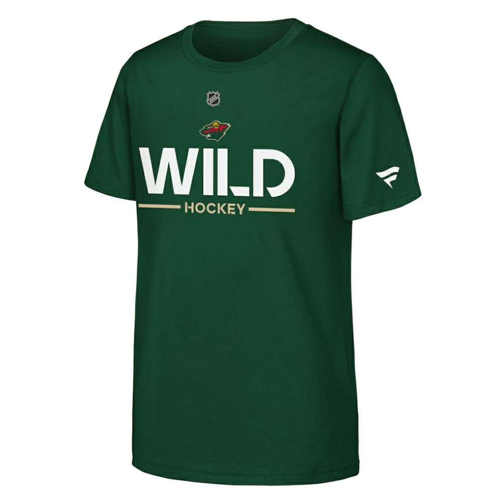 Minnesota Wild Fanatics Youth Authentic Pro Wordmark T-Shirt - Green | US 202635011