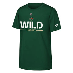 Minnesota Wild Fanatics Youth Authentic Pro Wordmark T-Shirt - Green | US 202635011