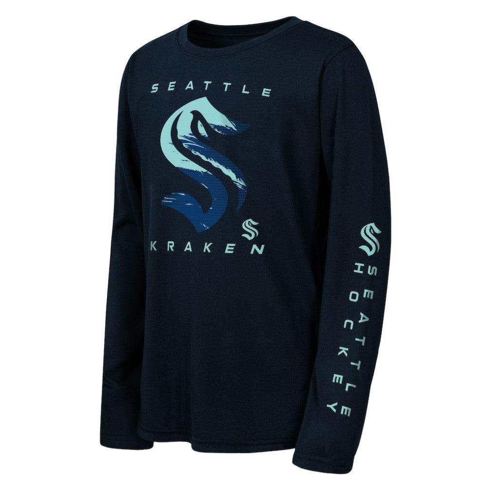 Seattle Kraken Outerstuff Youth Seize the Win Long Sleeve T-Shirt - Deep Sea Blue | US 202635046