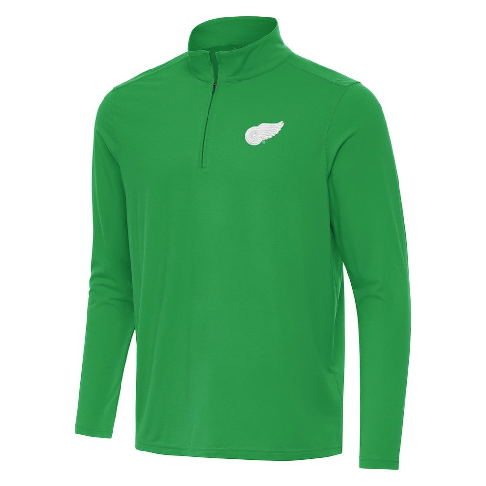 Detroit Red Wings Antigua St. Patrick Intent Quarter-Zip Pullover Top - Kelly Green | US 202635305